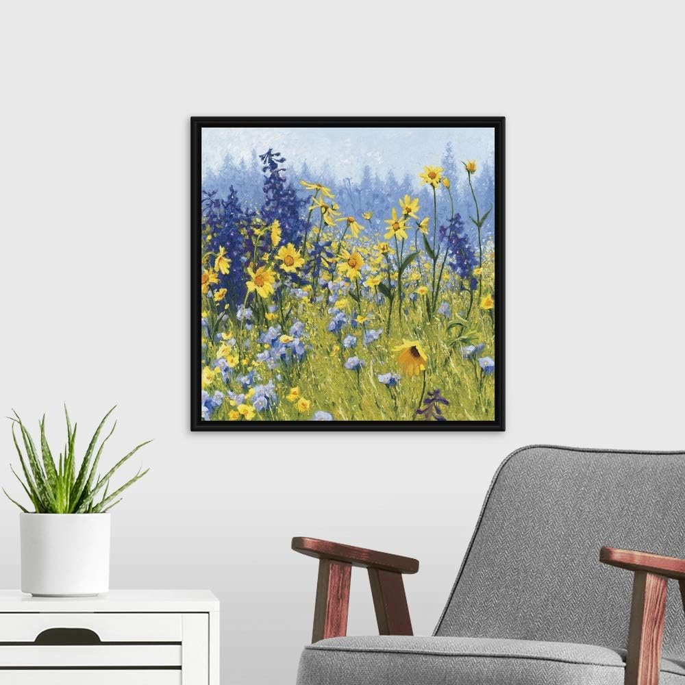Joyful in July III Black Float Frame Canvas Art, Floral Artwork
