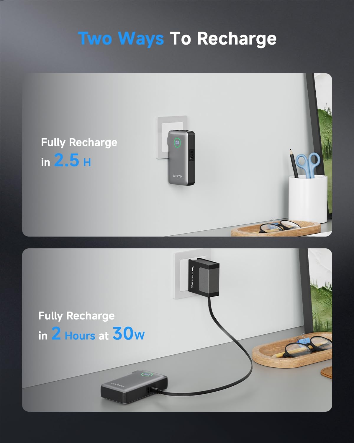 Portable Charger with Built in 25.6in Retractable Cable and Wall Plug, 10000mAh USB C Travel Power Bank, 35W Fast Charging Battery Pack Compatible with iPhone 16 15 14 13 Samsung Android Phone etc - Image 5