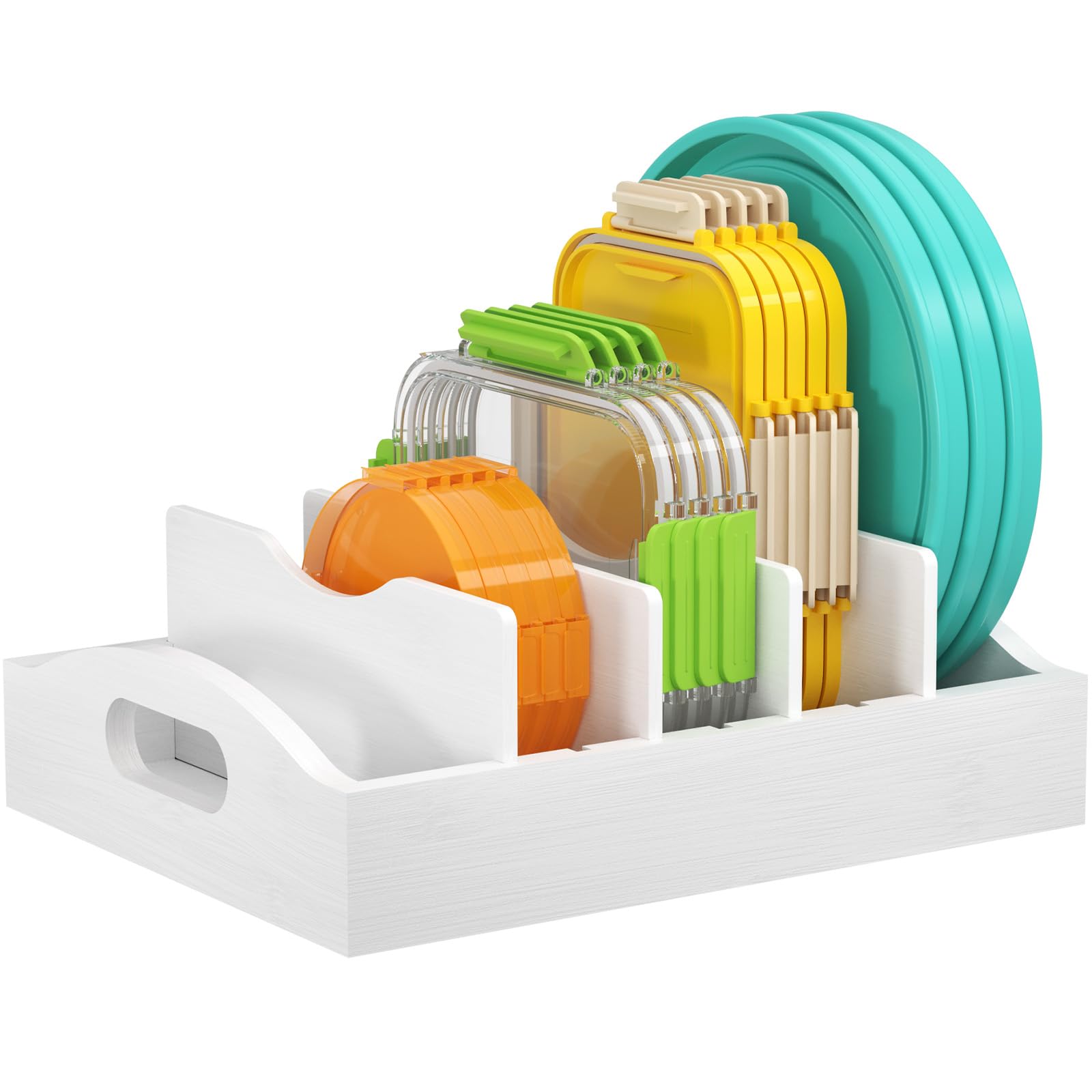 Lifewit Deckelorganizer aus Bambus für den Schrank, Verstellbarer Deckelhalter für Vorratsbehälter sowie Topf- und Pfannendeckel, Küchenorganisation für Zuhause