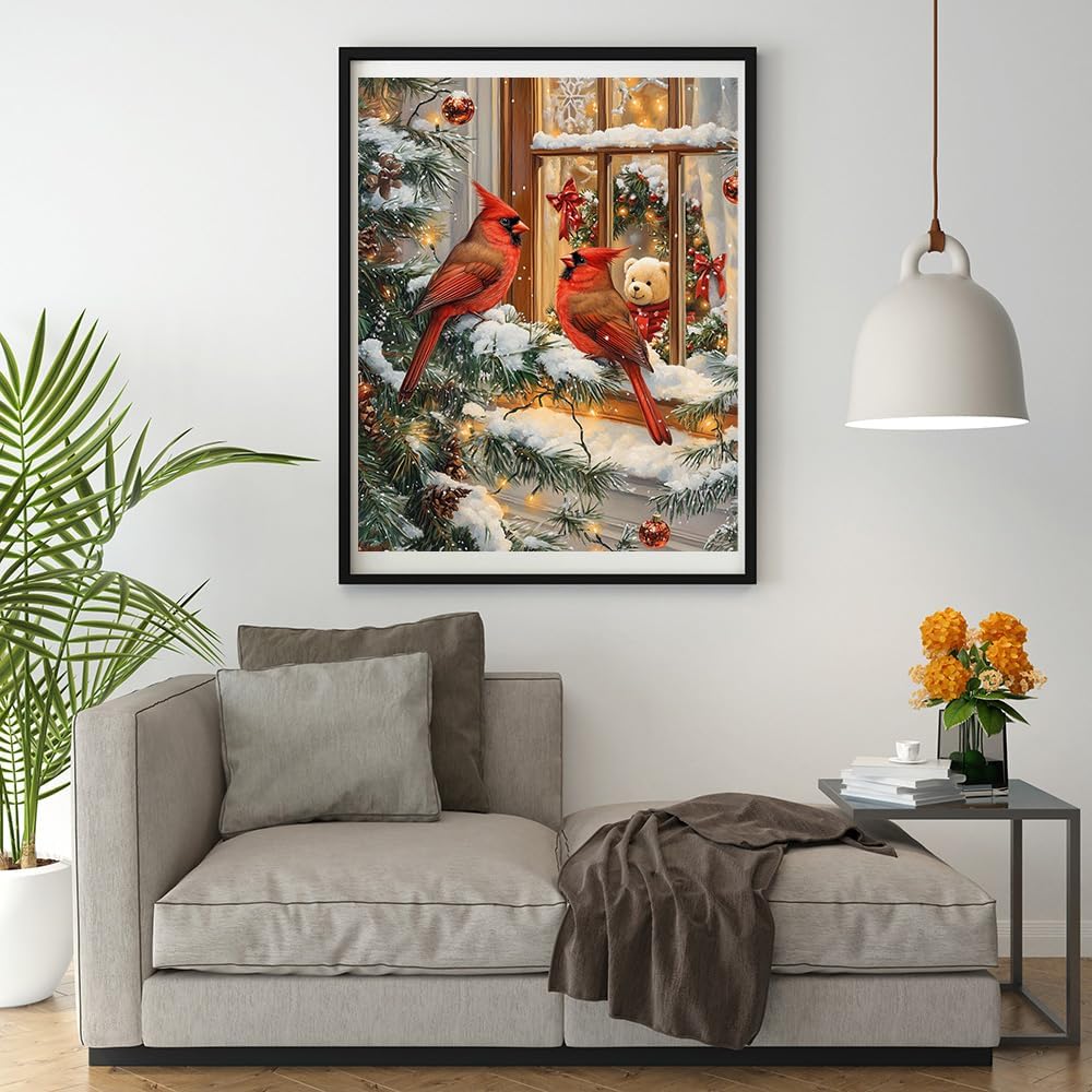 Moohue Cross Stitch Supplies 14 Counted Stamped Cross Stitch Kits for Adults Cross Stitch Kits Winter Animals Birds Bear Printed Pattern Needlepoint Kits (Winter Birds Bear 1)