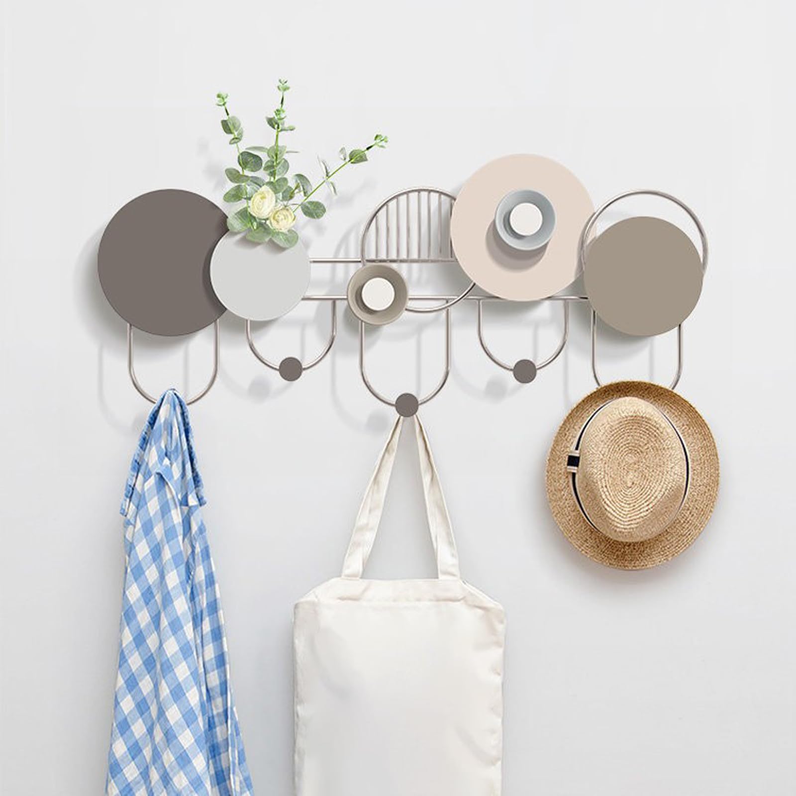 Attaccapanni da Muro Moderno,Appendiabiti da Parete,Attaccapanni da Parete con Ganci,Appendiabiti da Parete Bianco,Metallo,Decorazione della di Casa,per Mobili E Accessori