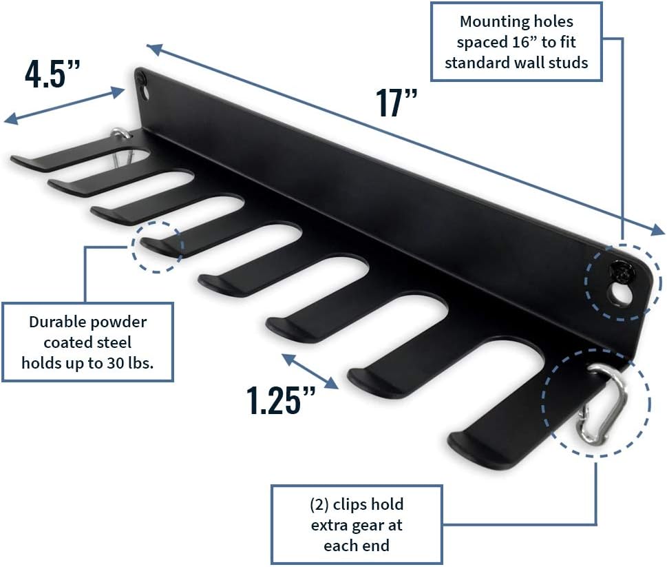 StoreYourBoard Home Gym Equipment Storage Rack, Wall Mount Hanging Organizer, Fitness Accessories Workout Bands Jump Ropes Yoga Foam Roller Belts, Solid Metal Exercise Gear Hooks : Sports & Outdoors