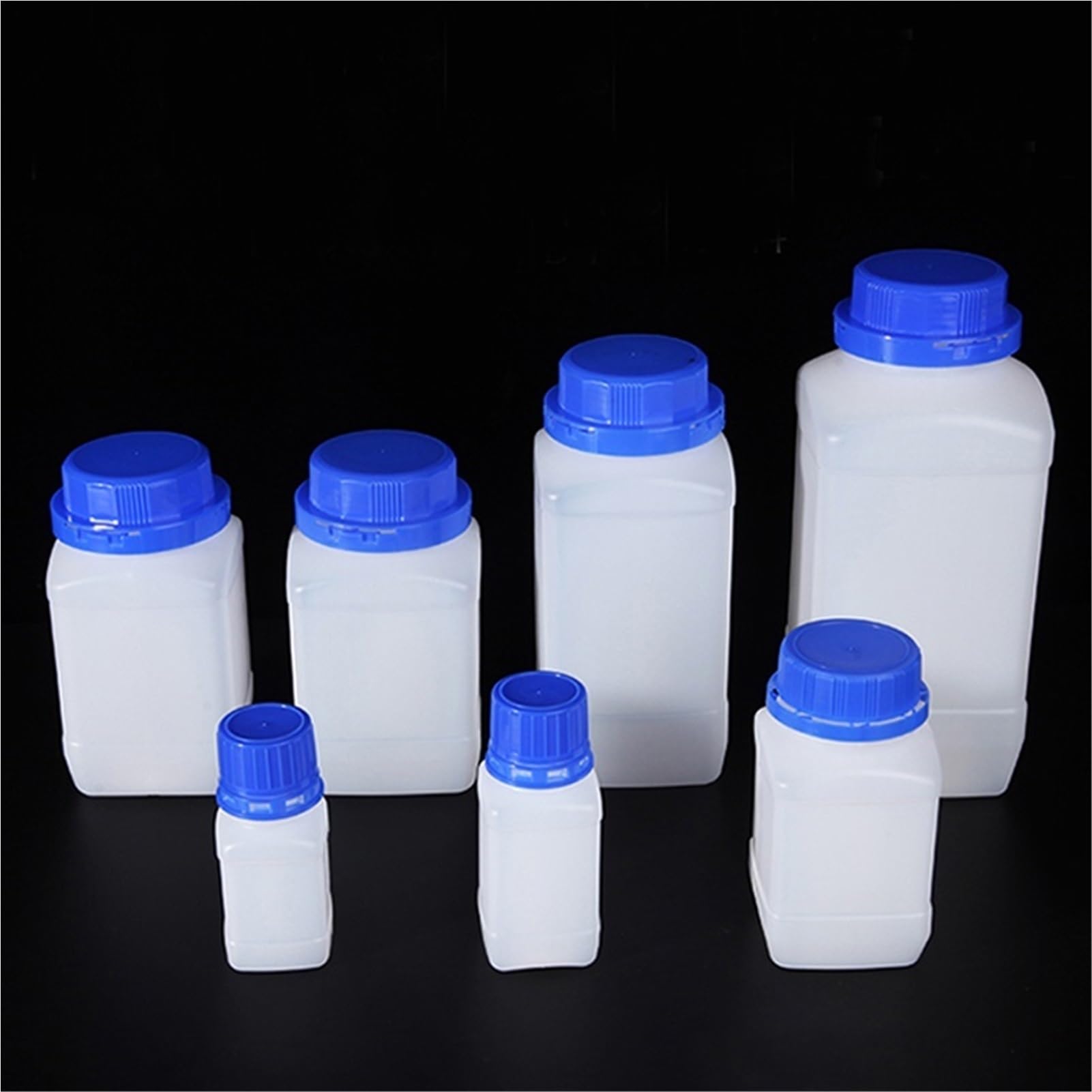 Flacon de réactif de Laboratoire, Flacon de réactif carré en Plastique à Bouchon Bleu Svample Vial(500mL 6 Pieces)