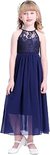 Girls Lace Party Wedding Long Chiffon Junior Bridesmaid Dress