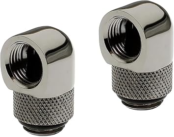 XSPC G1/4" 90 Degree Classic Rotary Fitting, Black Chrome, 2-pack
