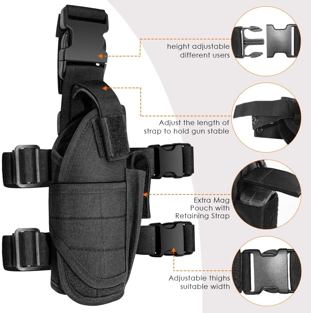 Gexgune Holster Tactique pour Jambe Droite, Palette pour Pistolet à