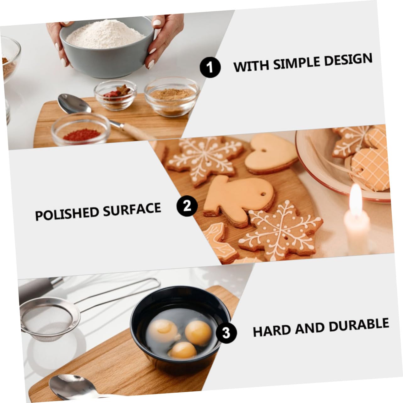 OKUMEYR 3-pc Set Stainless Steel Baking for Scones Cream Rolls Easy to Clean for Homemade Pastries