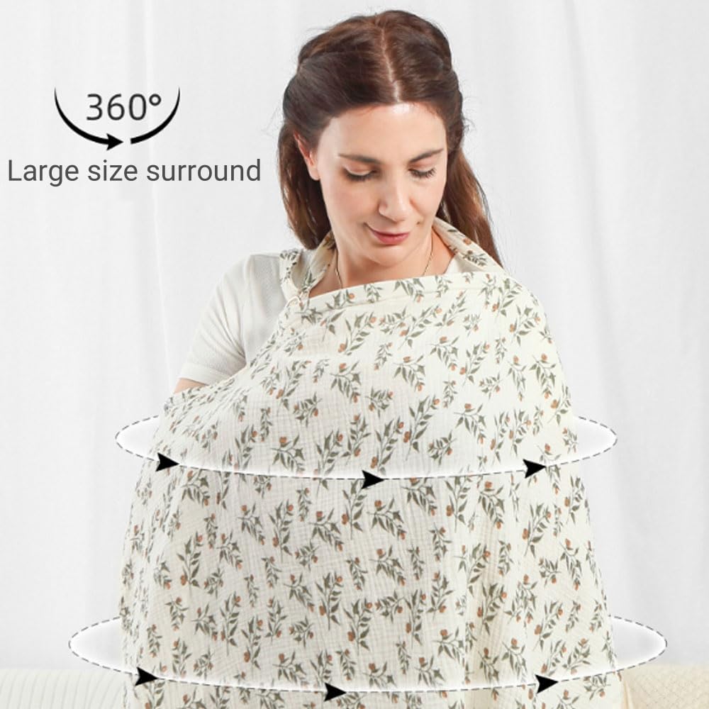 Breastfeeding Cover Baby Breast Feeding Cover for Mum Infant Breathable 100% Cotton Breastfeeding 360° Coverage Breathable Lightweight Apron for Privacy Shield - Image 3