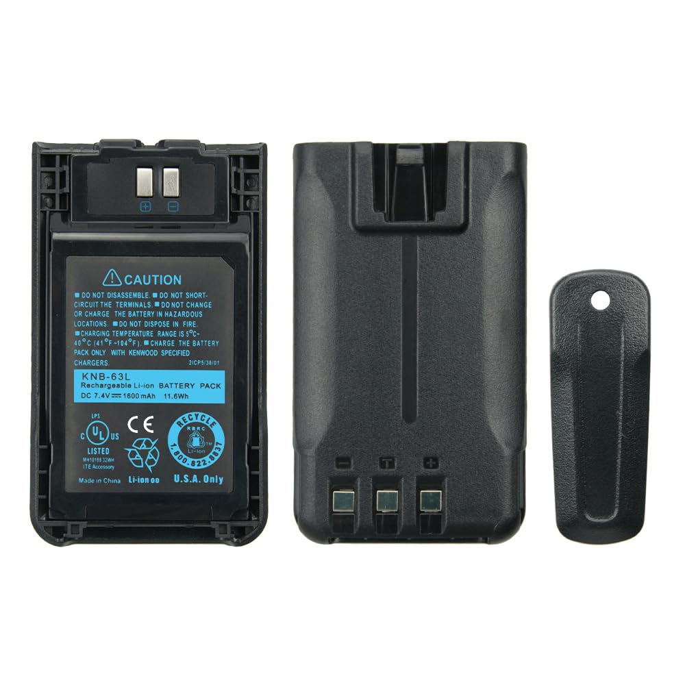 KNB-63L Replacement Battery for Kenwood TH-K20A TH-K20E TH-K40A TK-2000 TK-3501 TK-U100 Two Way Radios Li-ion Battery with Belt Clip