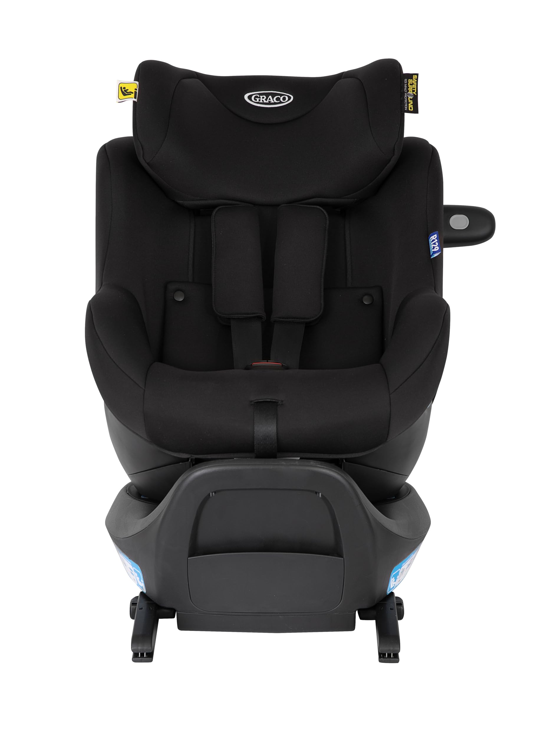 Graco SnugGo i-Size R129, siège auto rotatif à 360° ISOFIX, de 40 à 105 cm (de la naissance jusqu'à environ 4 ans), harnais à 5 points et position allongée, barre anti-rebond, noir, Midnight