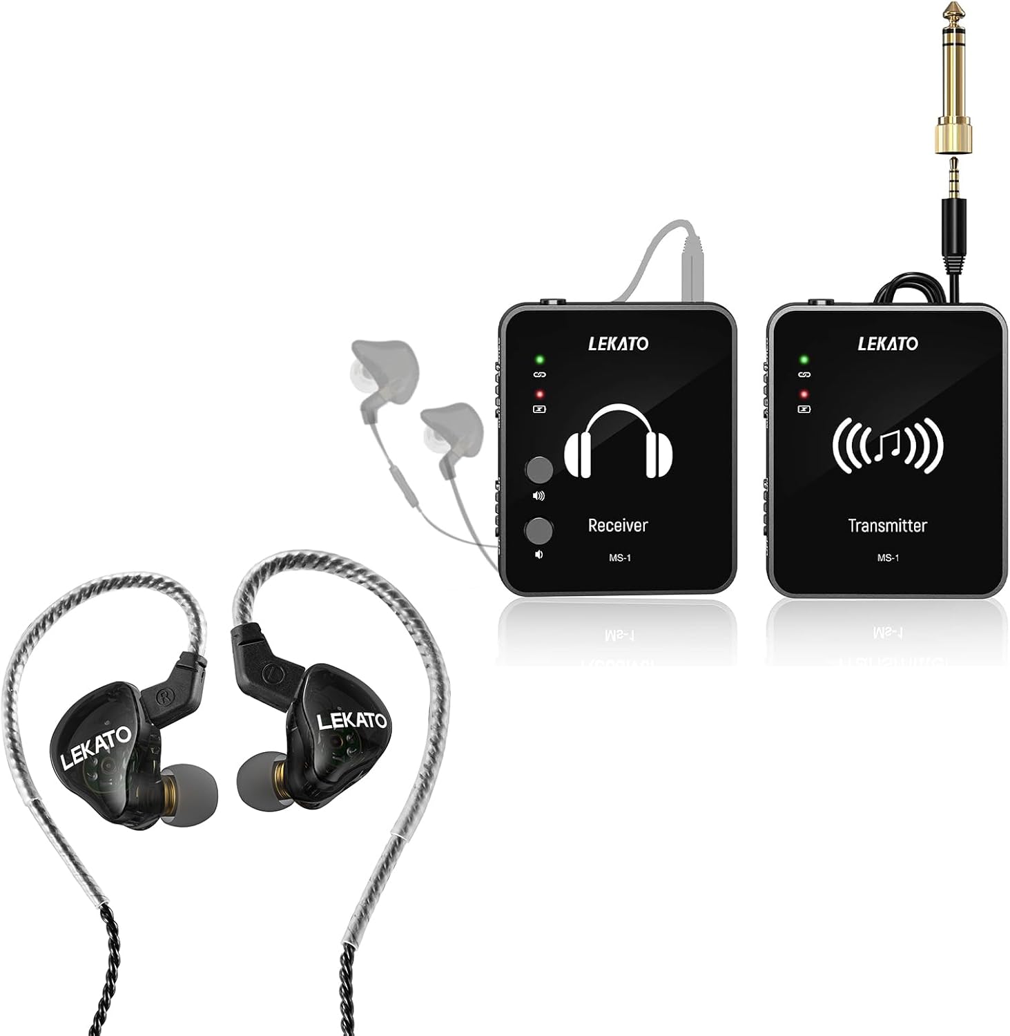 LEKATO MS-1 Wireless in Ear Monitor System with H5 in Ear Monitors Headphones