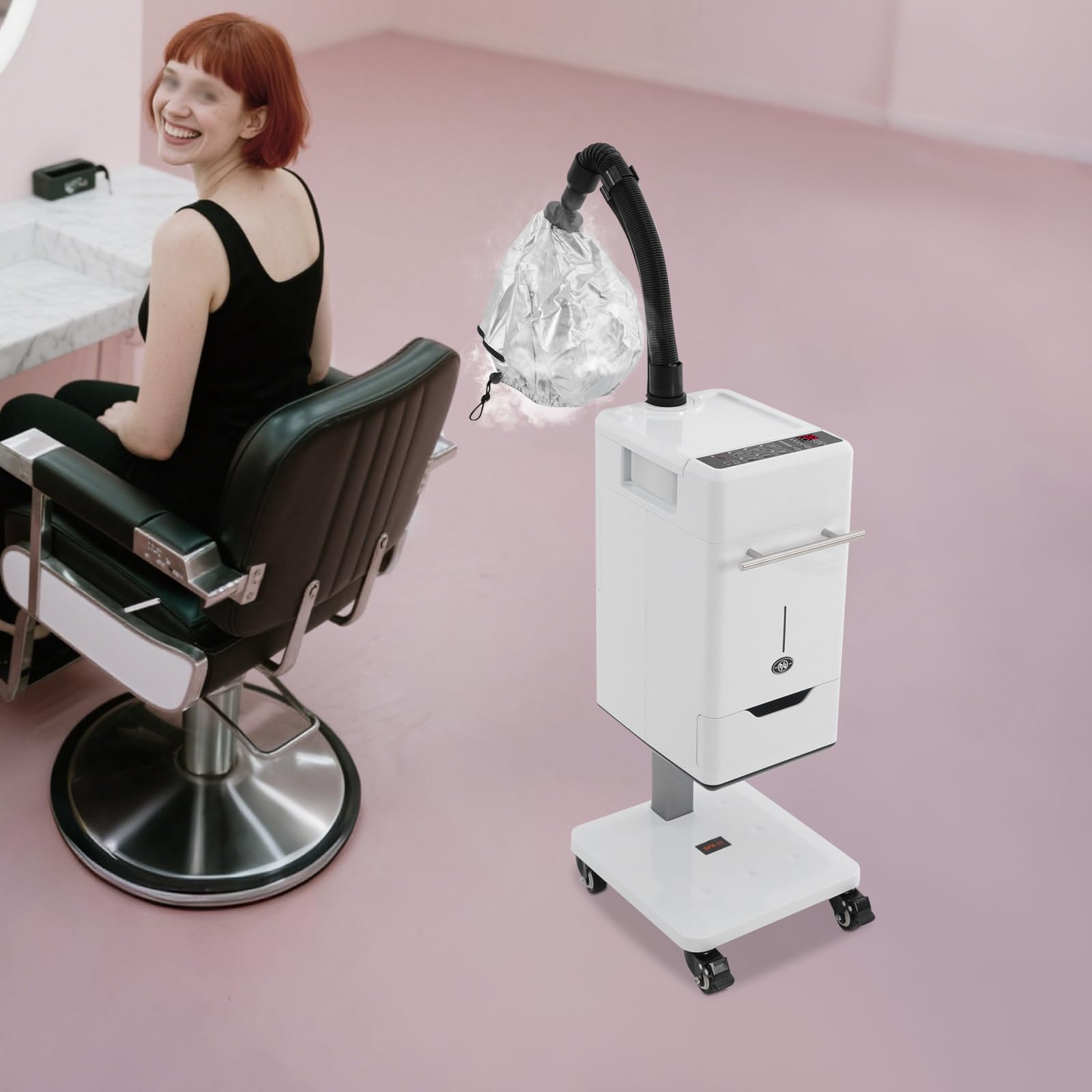 Vapore per capelli a nano-ioni, 500 W, con 6 modalità, nano-vaporizzatore per capelli e mani, con serbatoio dell'acqua da 1000 ml, multifunzione, per parrucchieri e casa (bianco)