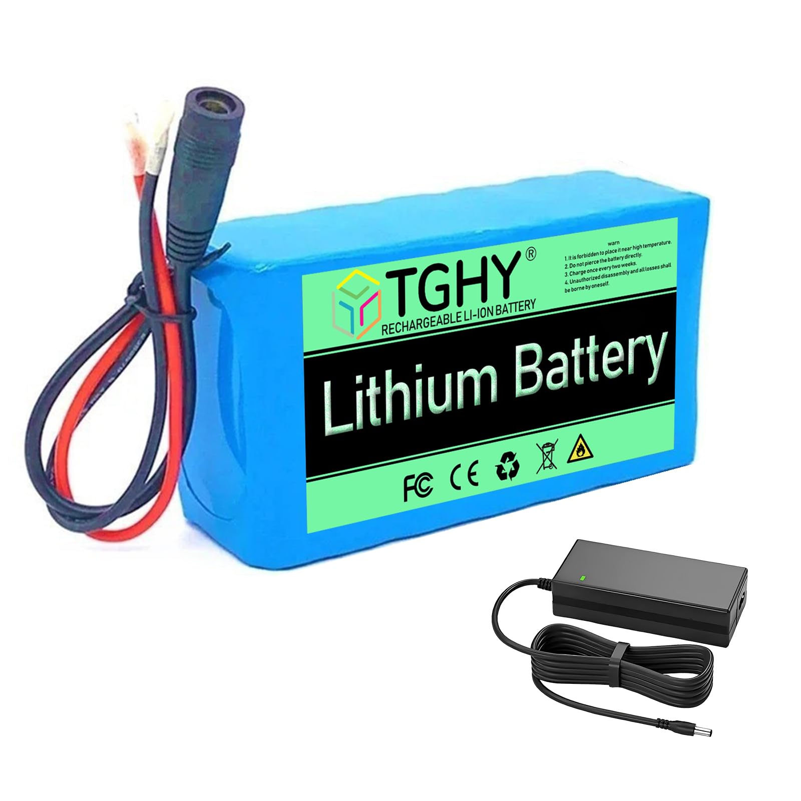 TGHY 24 Volt Lithium Battery Pack 24V 2Ah 4Ah 6Ah 8Ah 10Ah 12Ah Moped Battery with Charger for Ebike Electric Scooter Replacement Batteries,24V2Ah