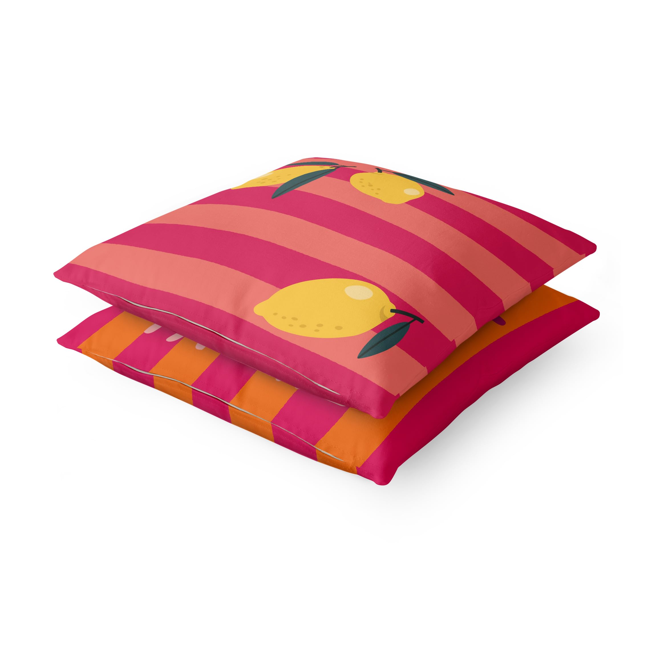 Dekokissen 2-teilig draußen/Outdoor waschbar Kulinarisch mit Füllung Zierkissen - Made in Germany - Obst Bezug pink Sofakissen Pop Art Outdoor Sofa Bett 1225