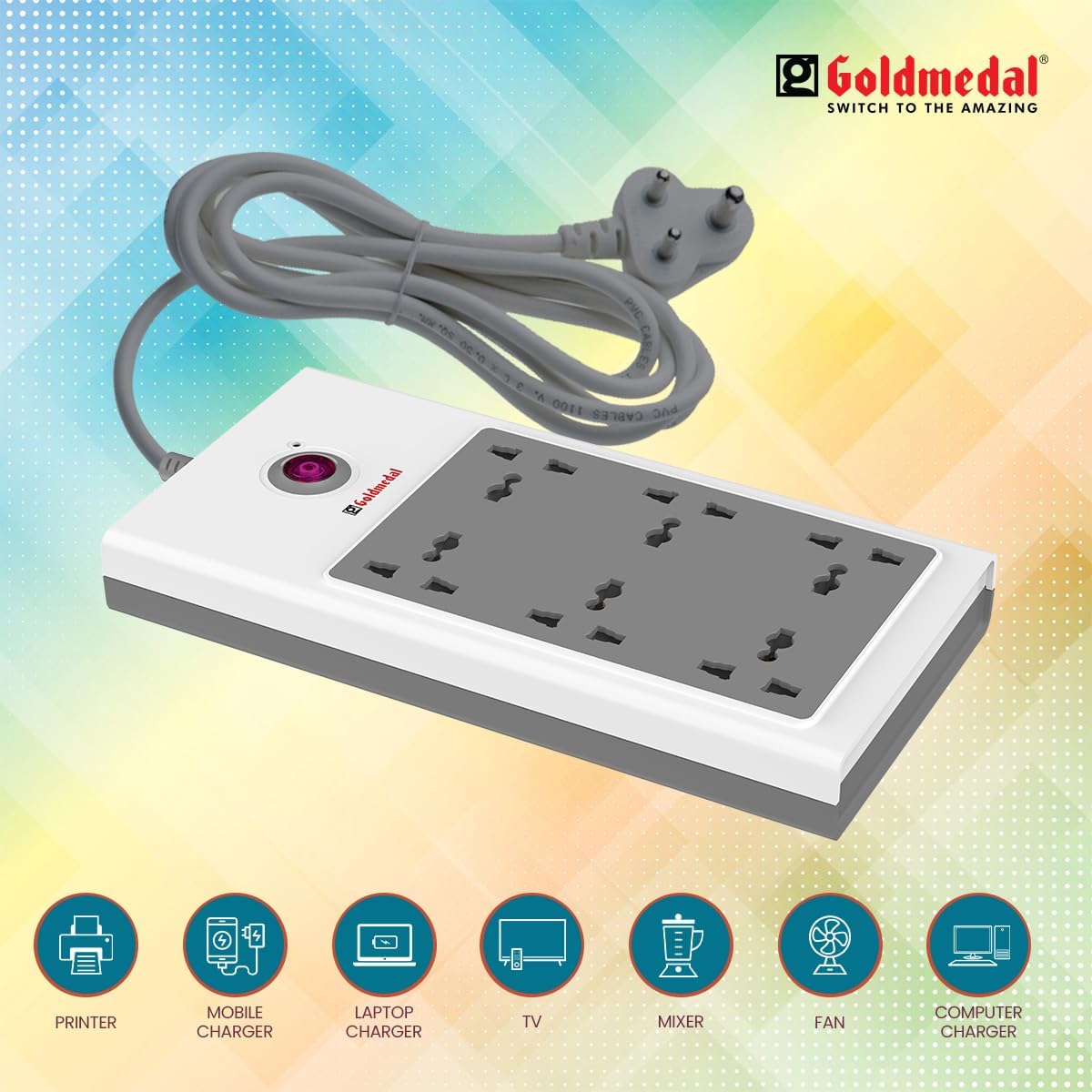 Goldmedal Spice Max Power Strip - Spike Guard & 6 Sockets -2