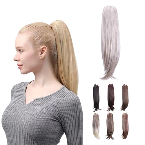 Miniatura 8 de JUVABUN Extensiones de cabello humano con clip de garra de 17 pulgadas, color rubio oscuro, extensiones de cabello humano para mujeres y hombres,