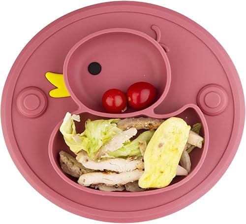 Mantel individual de silicona con placa dividida para bebés, portátil, antideslizante, con ventosa, para niños y bebés, sin BPA, apto para