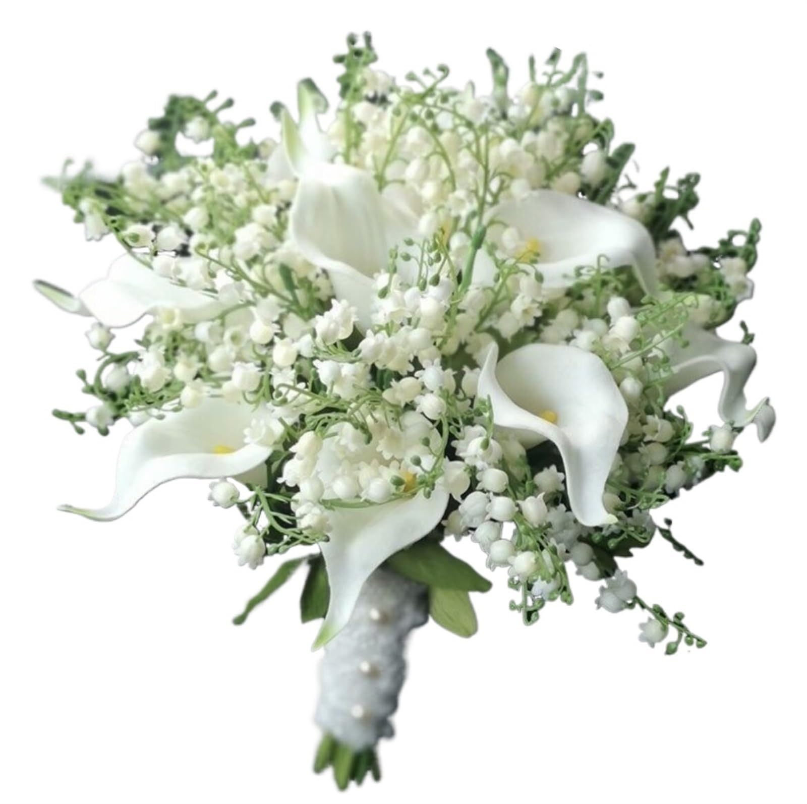NDLHXKFRP Wedding bouquets for brides and bridesmaids, Wedding Bouquet Waterfall Artificial Flowers White Pearl Bride(Style 3)
