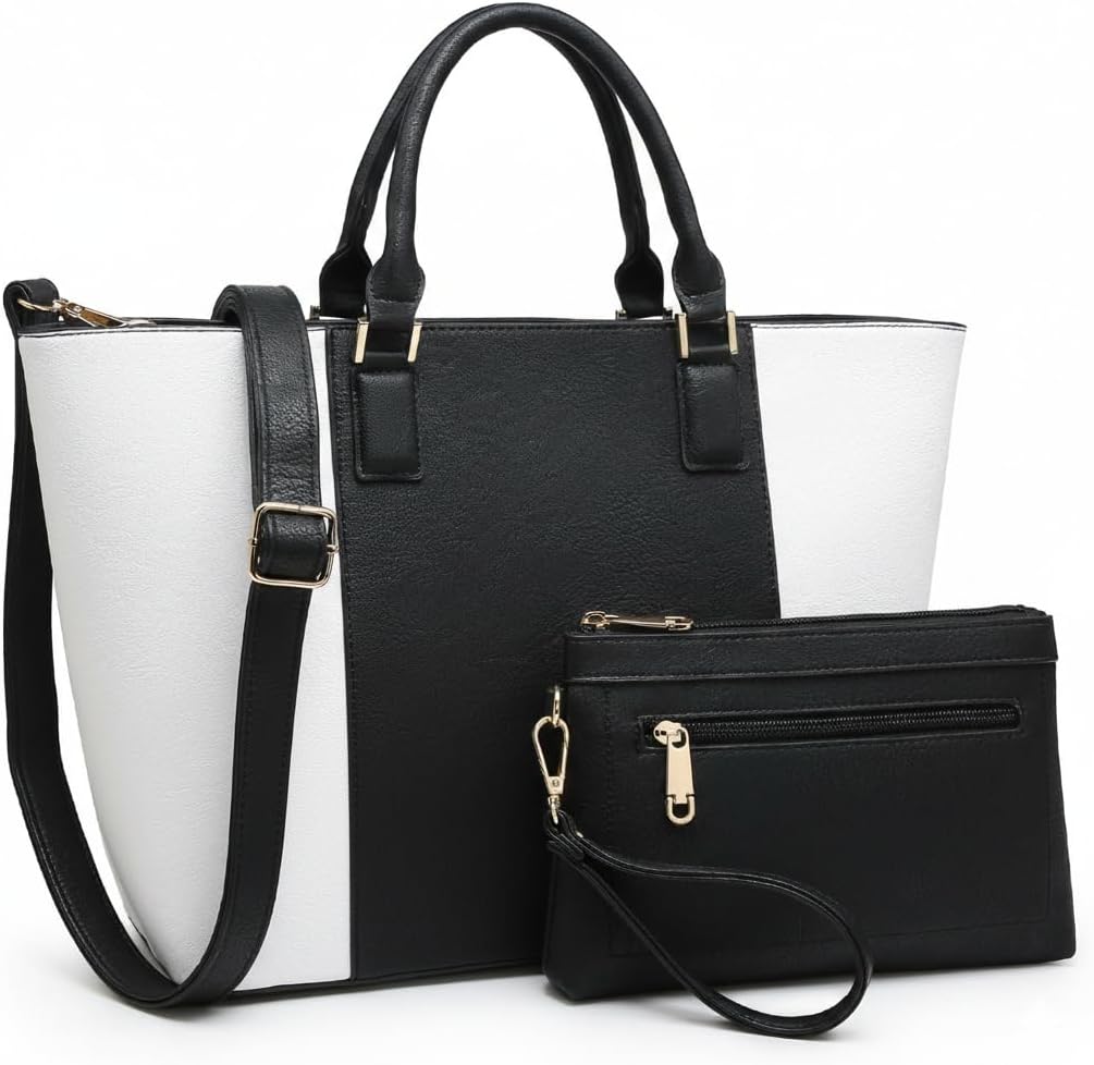 Women Purses Handbags and Wallets Set Designer Top HandleTote Bag Two Tone Shoulder Bag 2pcs | Set, Designer, Top Handle, Two Tone, 2pcs