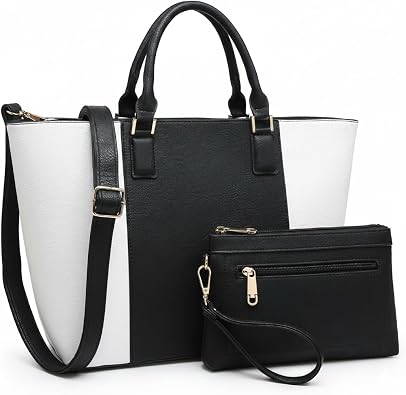 Women Purses and Handbags Two Tone Tote Bag Designer Top Handle Shoulder Bag with Wallet | Set