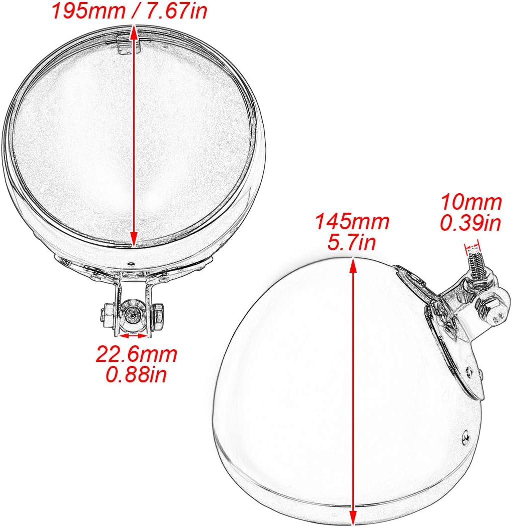 7" LED Headlamp Shell Protective Cover Motorcycle 7 Inch Head Lamp Bucket Compatible with Harley Kawasaki Chrome 1 Pcs