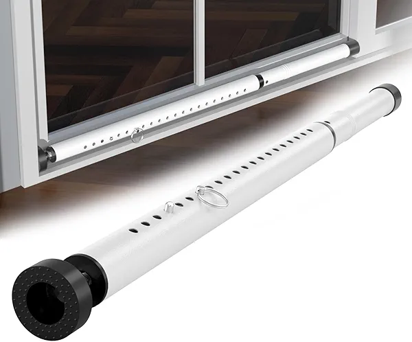 Sliding Door Security Bar,17.5-50 inch Adjustable Patio Door Security bar, Heavy Duty Window Security Bars Inside for Sliding Glass Door Home Apartment Bedroom(White)