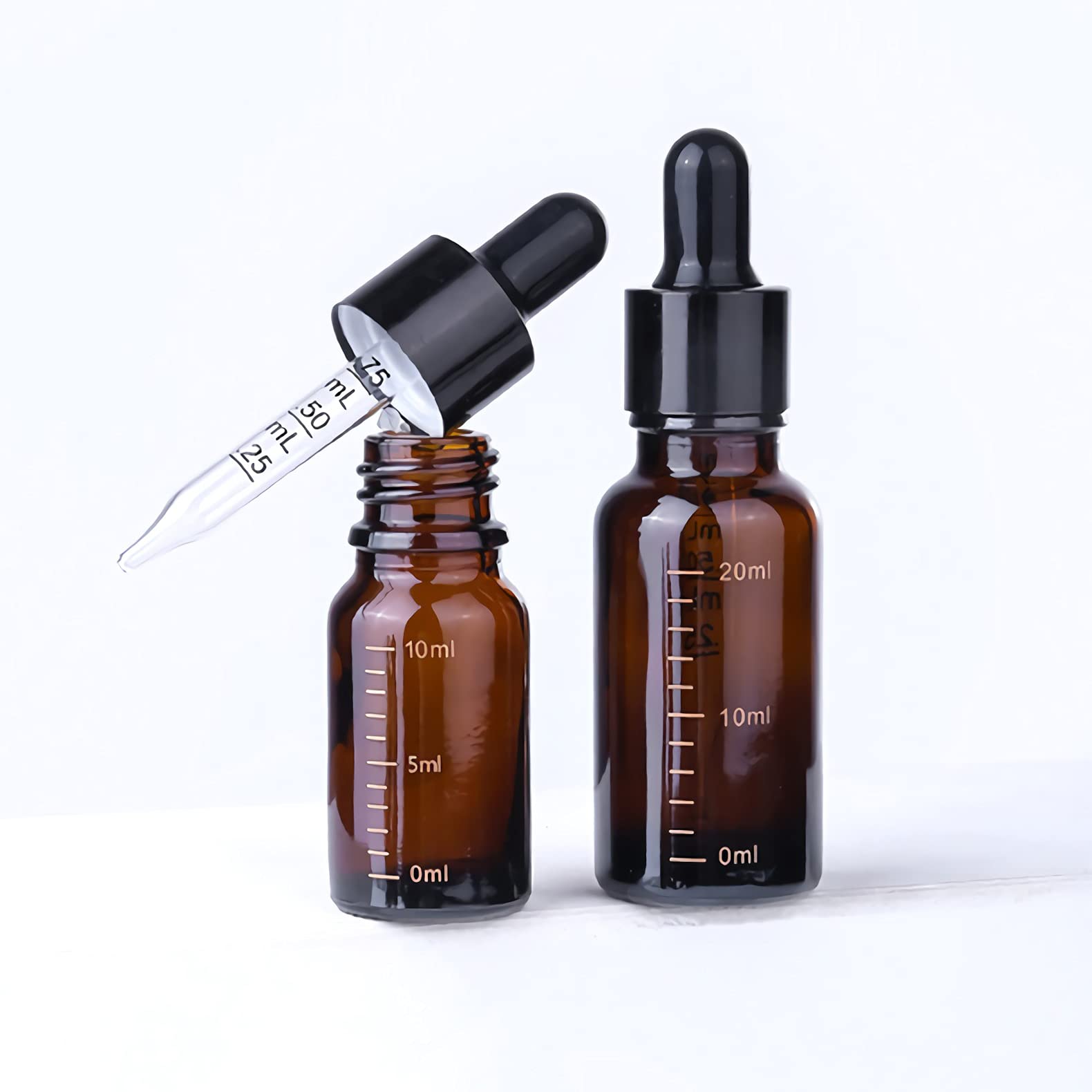 24 Pieza 50ml Marrón Cuentagota Botellas de Cristal con Pipeta Calibrado 50 ml Frasco Cuentagotas Cristal Botella de Vidrio Calibrada con Cuentagotas para Aceite Esencial Aromaterapia