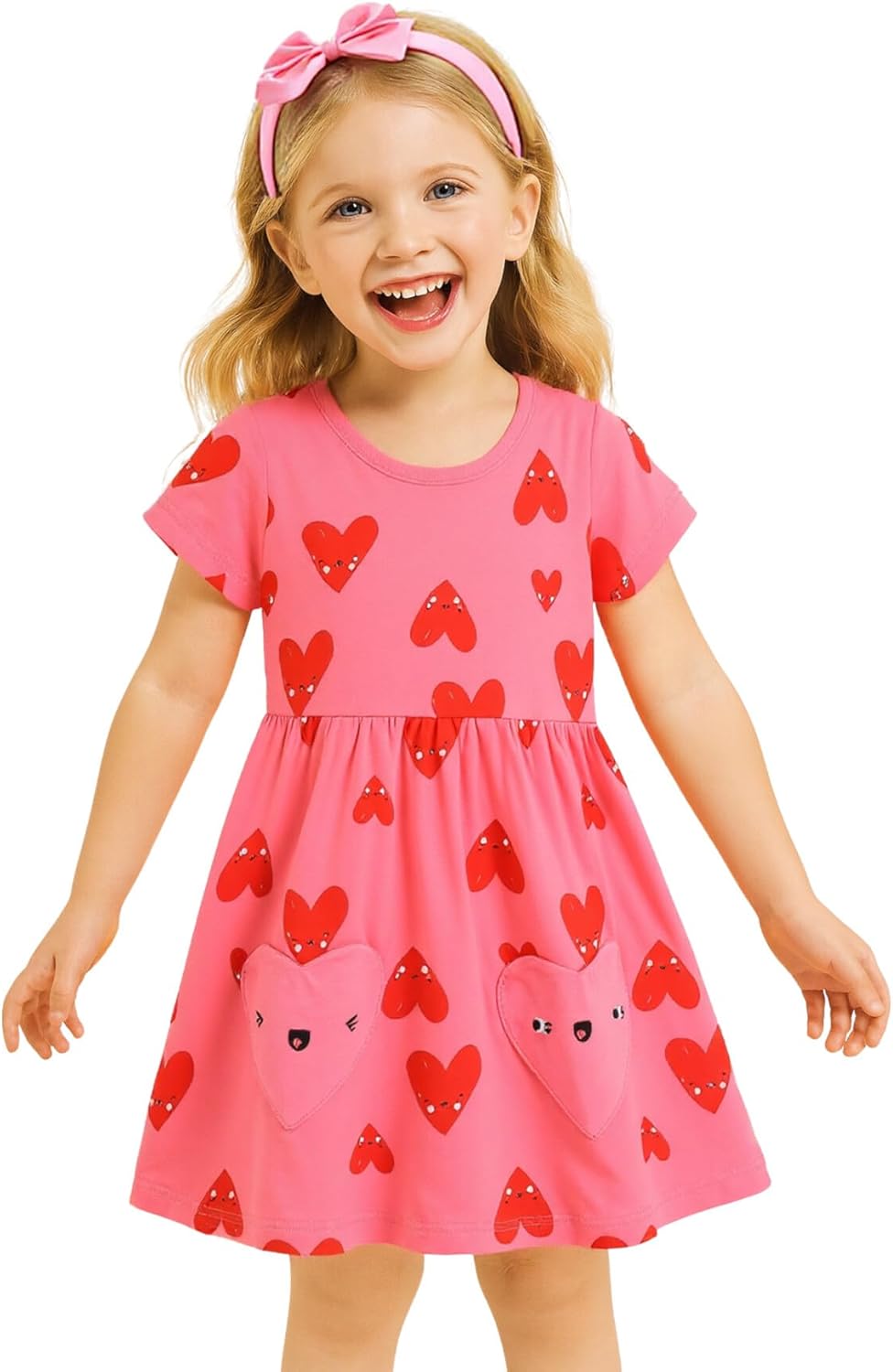 Girls short sleeve dress summer cotton casual printed jersey dress