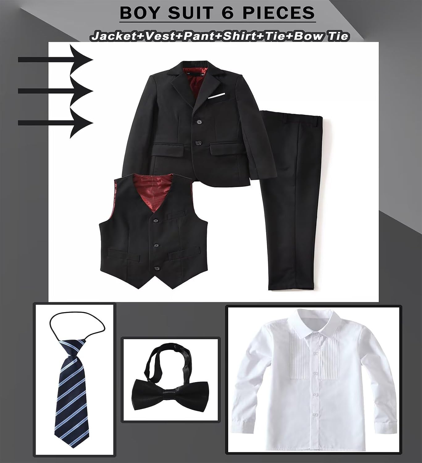 Boys Suit Set Slim Fit Kids Formal Suits Tux Prom Suits for Boy Teen Outfit