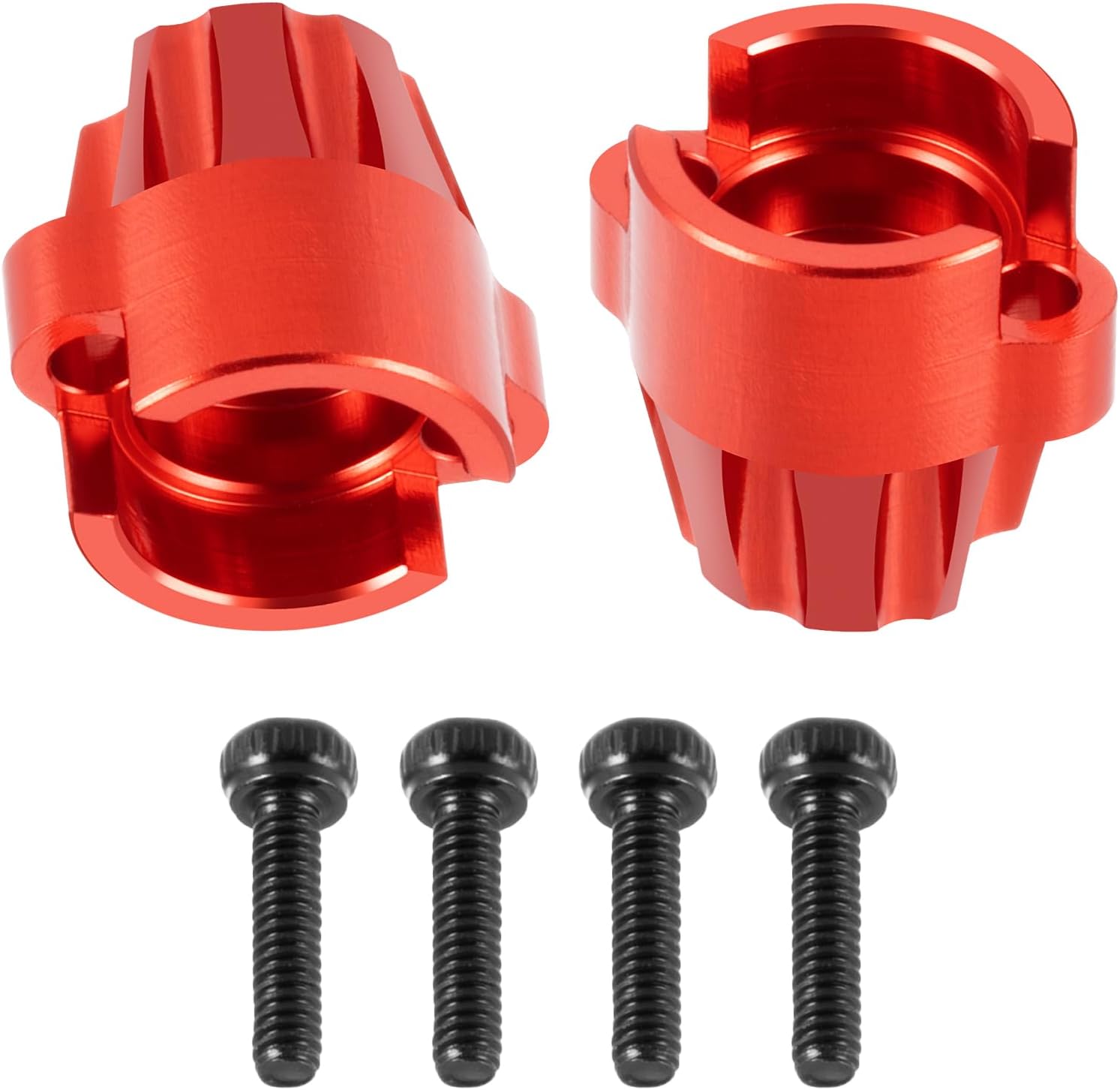 RCHUBAM 2Pcs RC Rear Cup Axle Adapter Aluminum RC Rear Wheel Axle Cups Compatible with 1/18 HPI Venture HILUX RC Off-Road Crawler Car Upgrade Parts (Red)