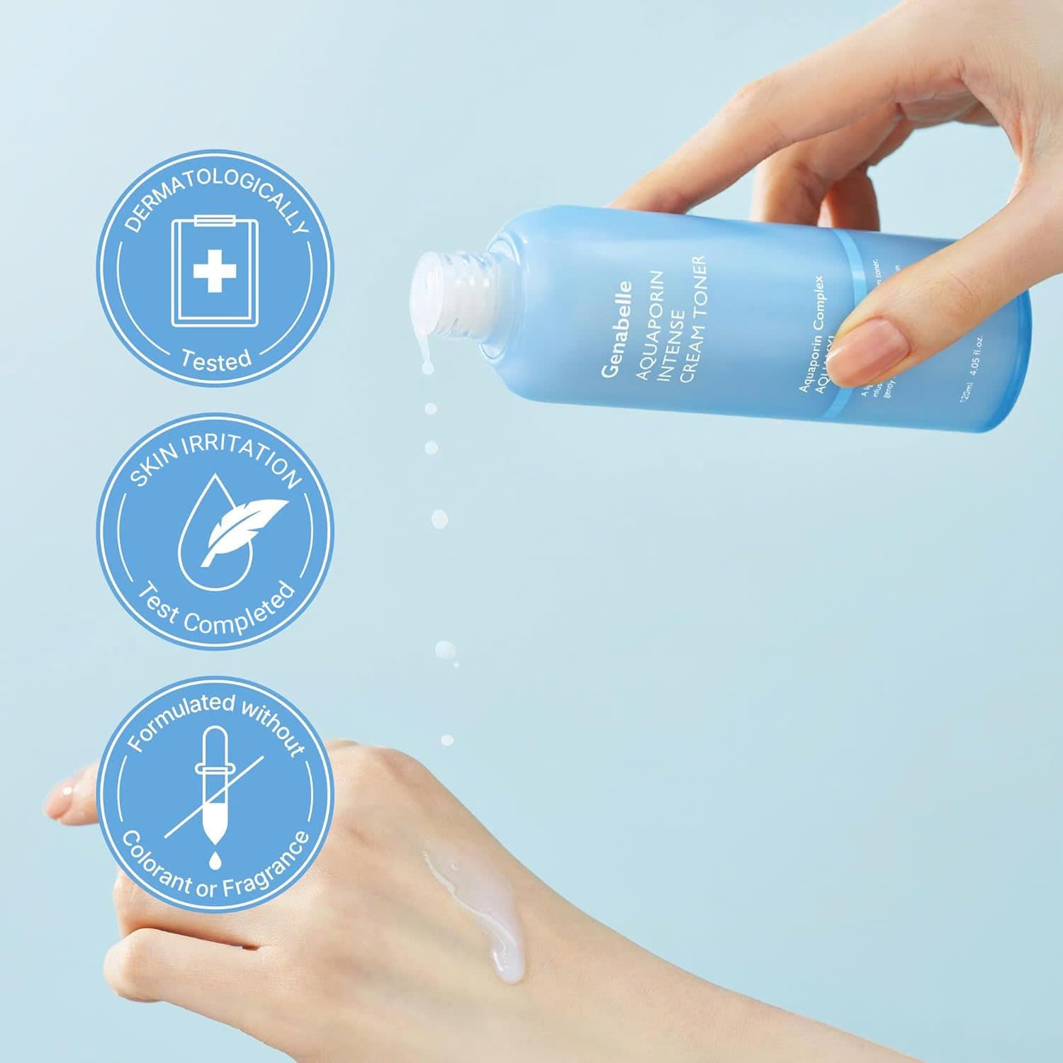 Genabelle Aquaporin Intense Cream Toner | Milky Glow Essence with Ceramide, Panthenol, AQUAXYL for Soothing Moisture, Non-Sticky Formula - Dermatologist Tested - 4.05 fl.oz - Image 5