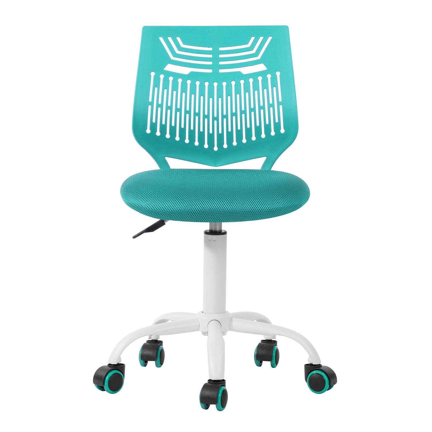 FurnitureR Silla de Gaming para niños, Silla de Oficina, Silla Gamer, Silla de Escritorio, diseño Moderno ergonómico, sin Brazos, Ajuste de Altura del Asiento, Ruedas de Goma, Turquesa F