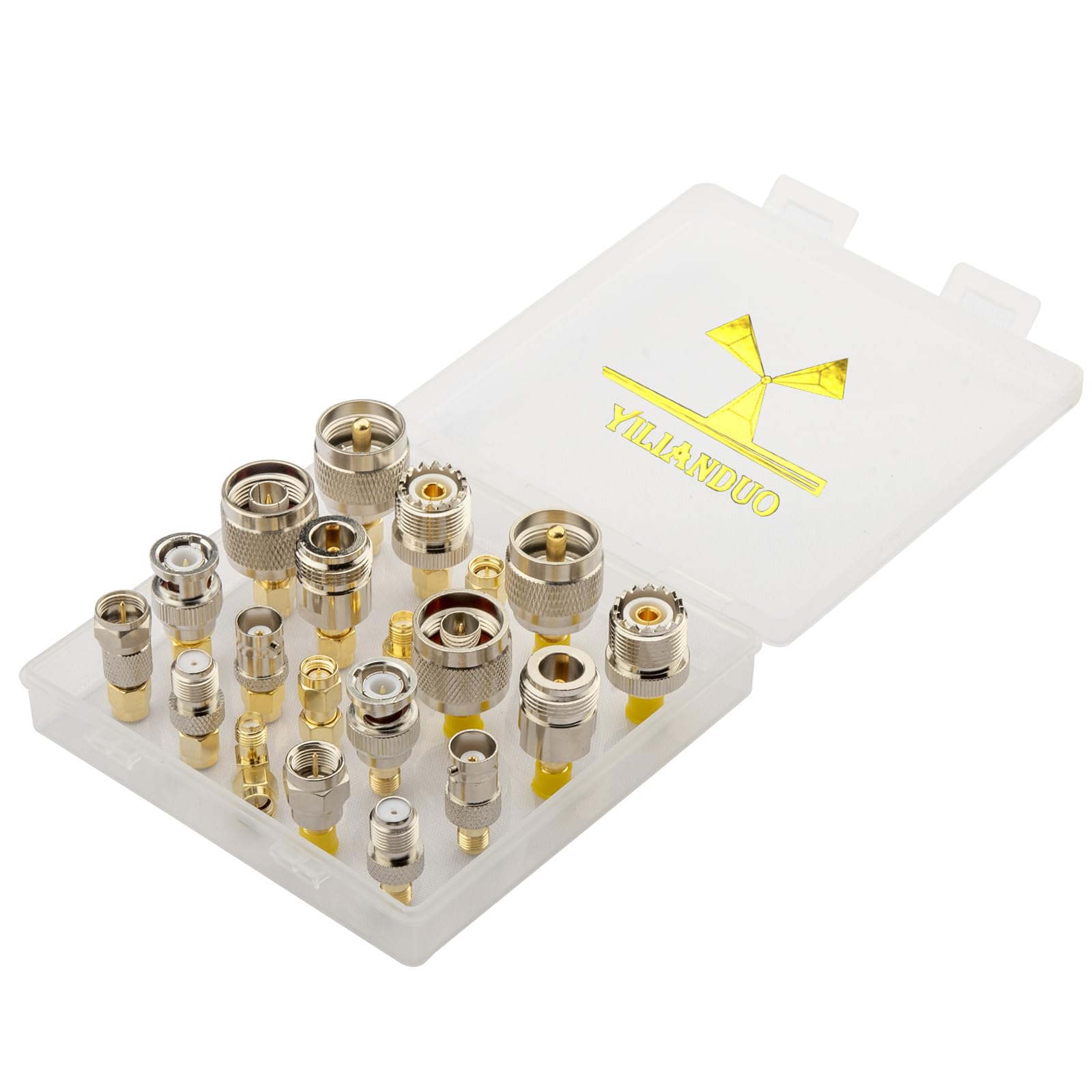 SMA Adapter Set 20 Type Universal RF Adapter Kit with SMA,UHF, BNC, N-type, F-typ Connector Male to Female Coax Adapters Converter for WiFi Antenna/FPV Drone/Extension Cable