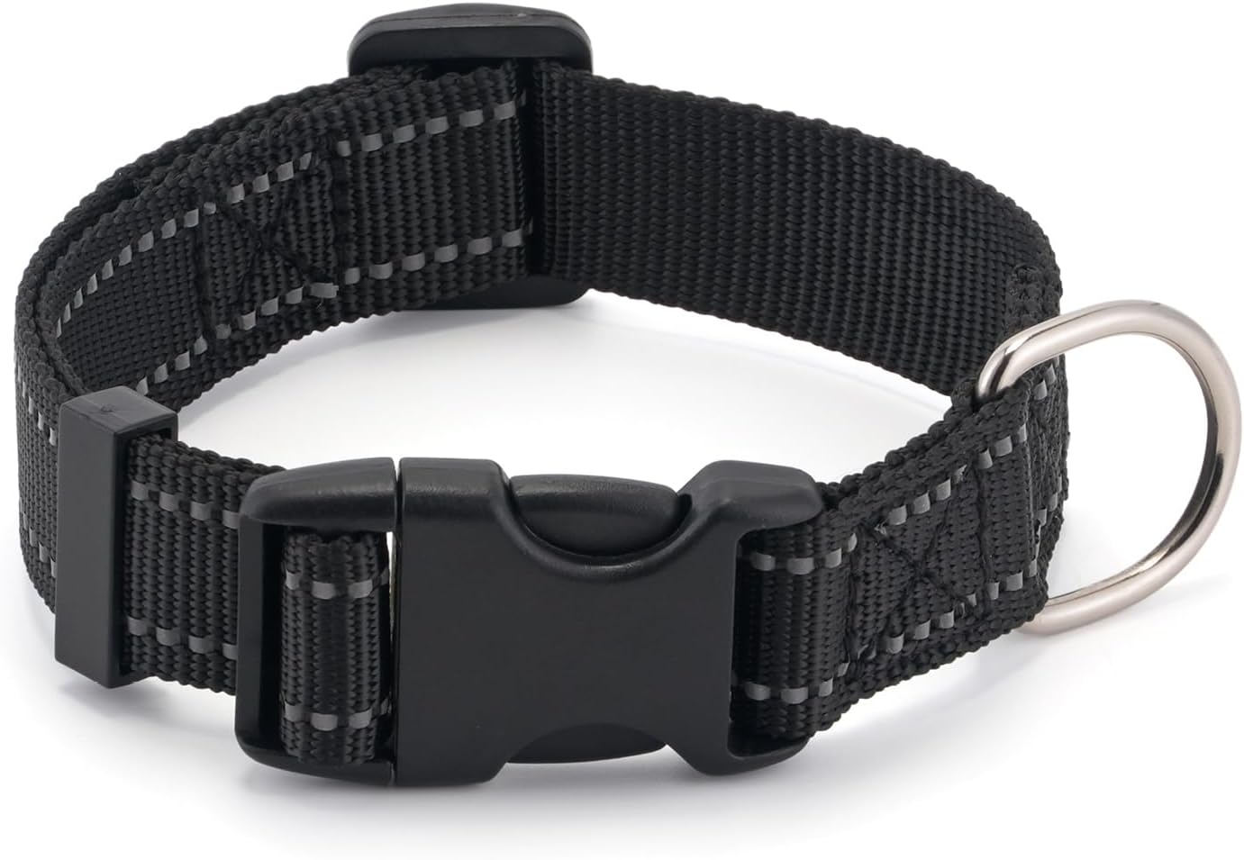 Collar Reflectante de Nylon para Perros Pequeños y Medianos, Negro M