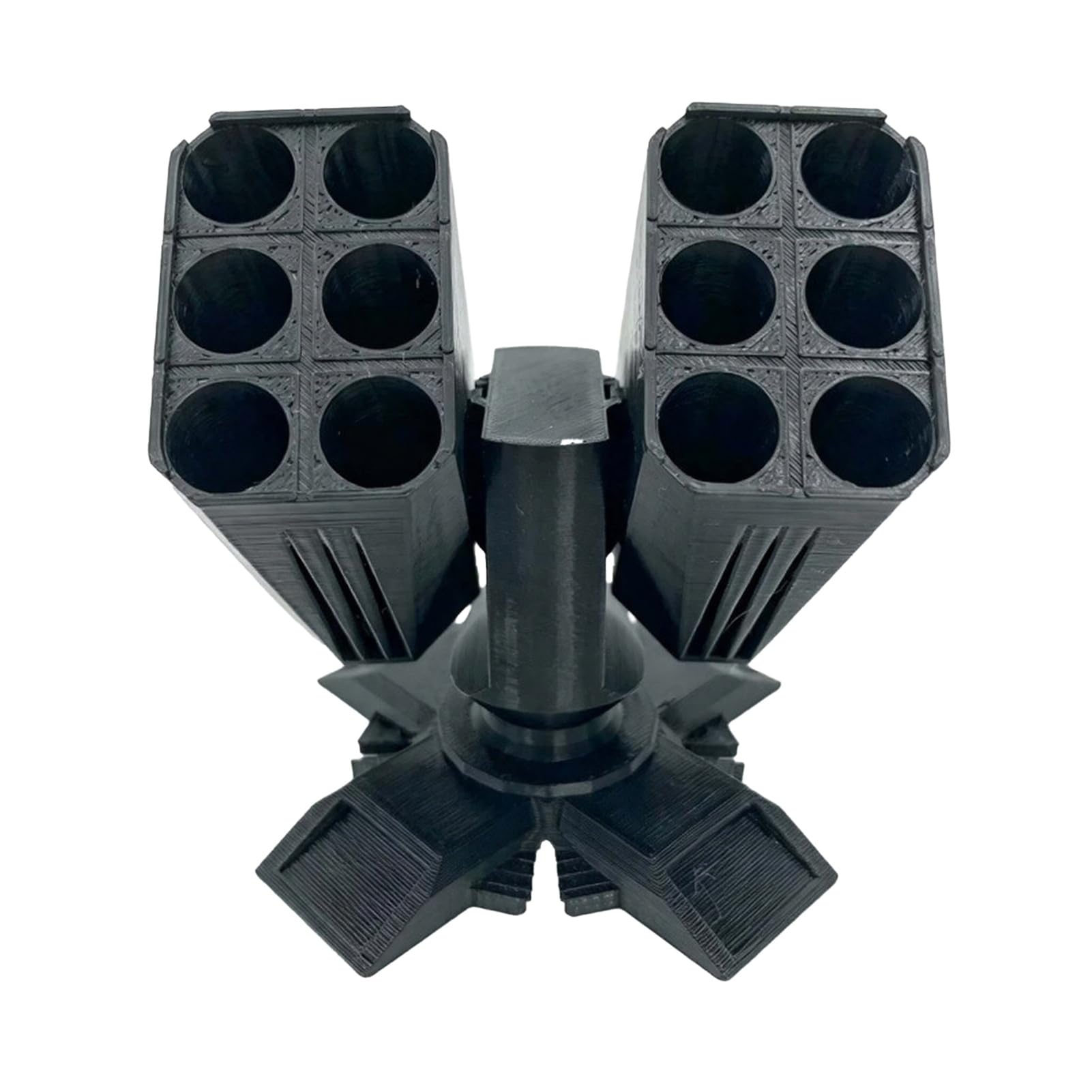 Pasisuu Rocket Launcher Pen Holder 3D Printed Desk Organizer Multi-Grid Stationery Cup for Pencils, Creative Pencil Pot Storage for Office Study Desktop Decor, Durable PLA, 9.5x8x8cm Black