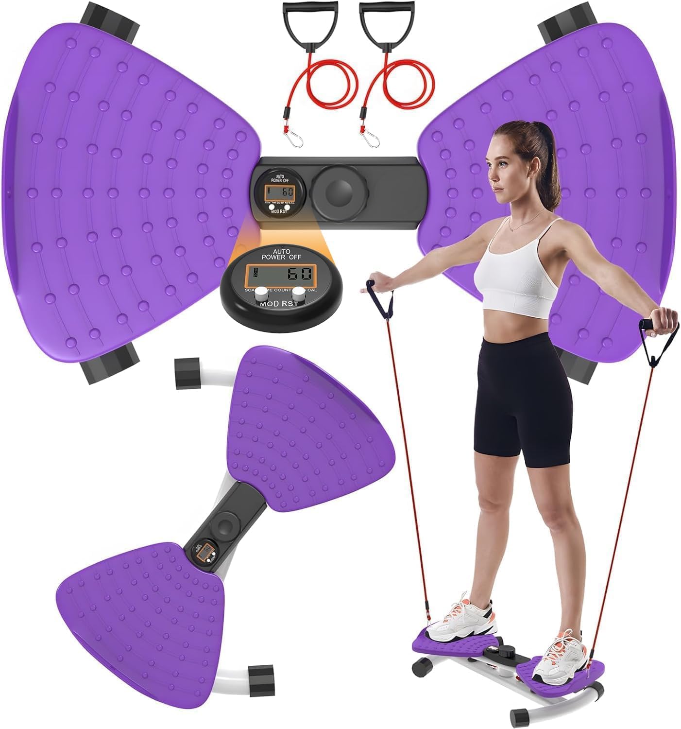 Machine de torsion de taille réglable pour femmes et hommes – Plateau de torsion abdominale silencieux pour le gymnase à la maison, capacité de avec affichage numérique pour suivre le temps
