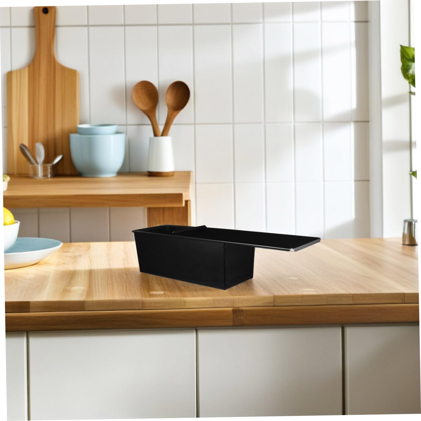 Toyvian Schwarze Metall Kastenform mit Deckel Antihaftbeschichtete Brotbackform für Toast und Brot 1000g Kapazität für Backen zu Hause in Küche