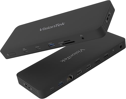 Miniatura 11 de VisionTek Estación de acoplamiento universal dual 4K VT4600DL carga de 100 W (USB-A, USB-C)