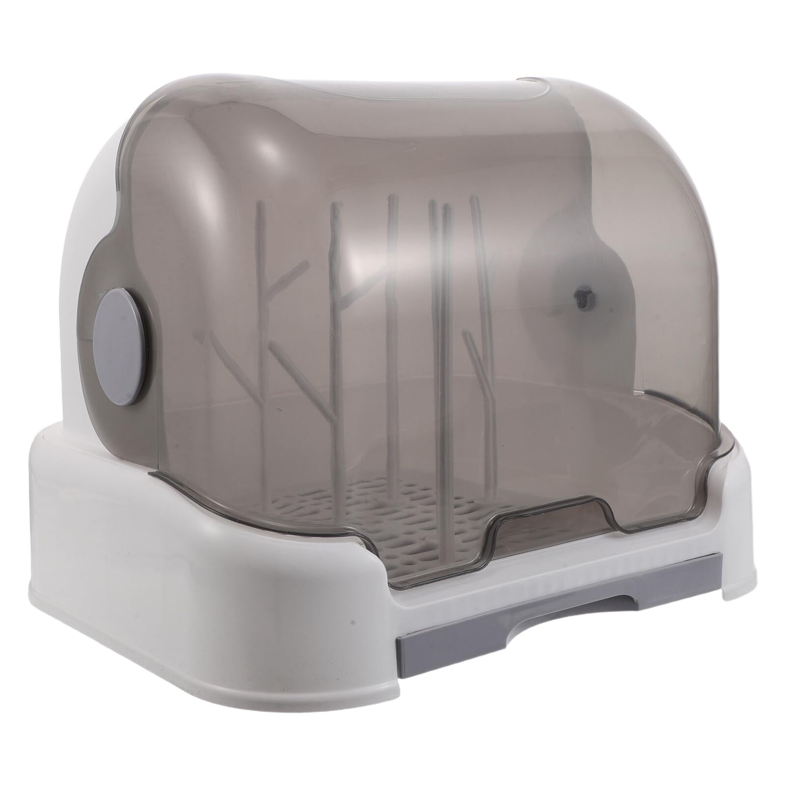 Égouttoir à Biberons Grand Format avec Couvercle Anti-poussière, Support 6 Branches pour Séchage Rapide, en Plastique Blanc-Gris, Porte-biberons Hygiénique pour Rangement