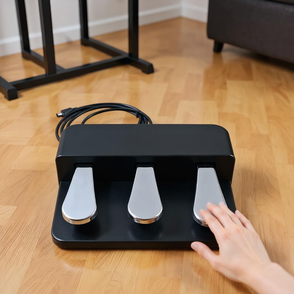 3-Pedal Unit for Digital Pianos - Compatible with Yamaha P-125, P-225, P-525, Includes Sustain, Soft, and Sostenuto Pedals