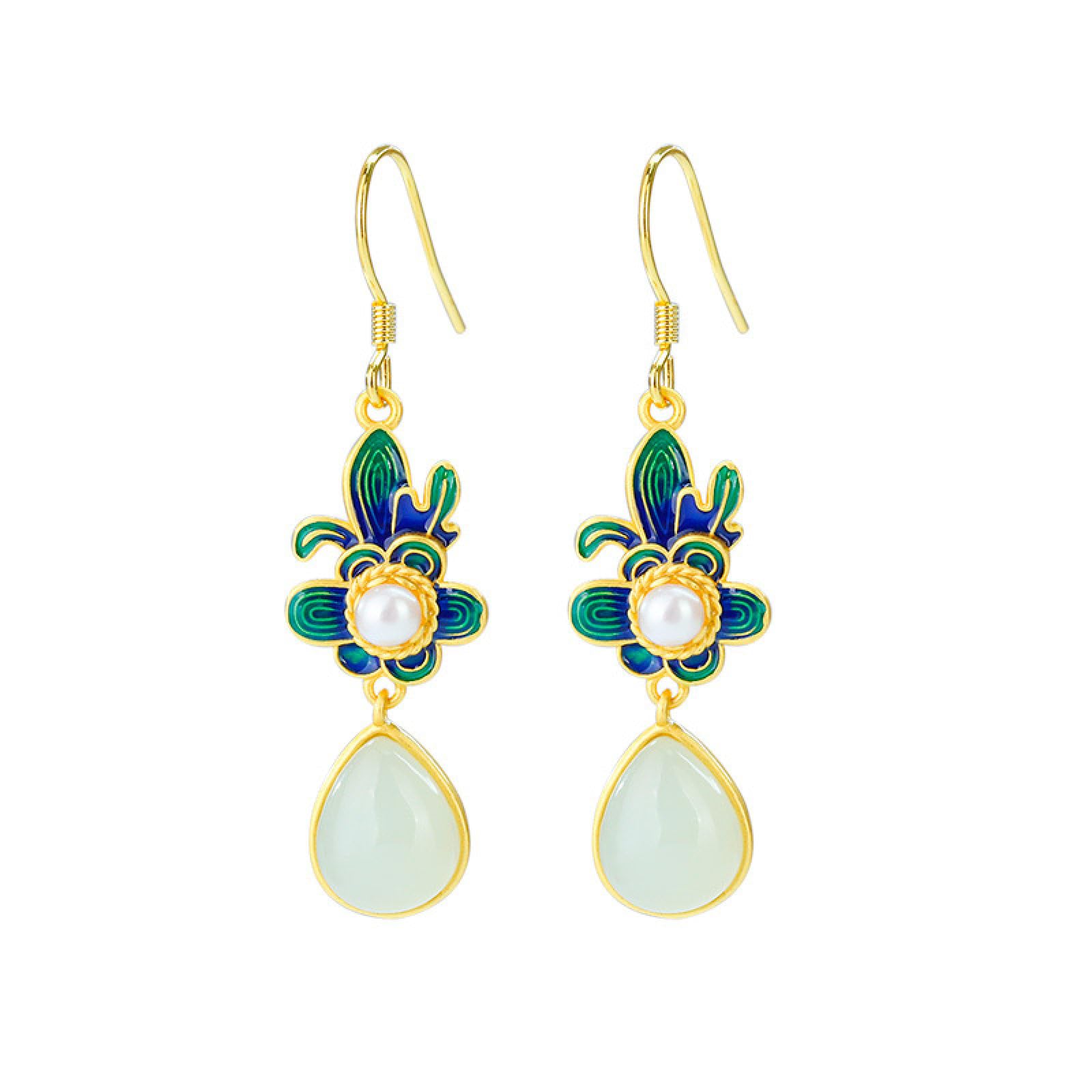 Boucles d'oreilles en jade de Hetian anti-allergie et légères - 7