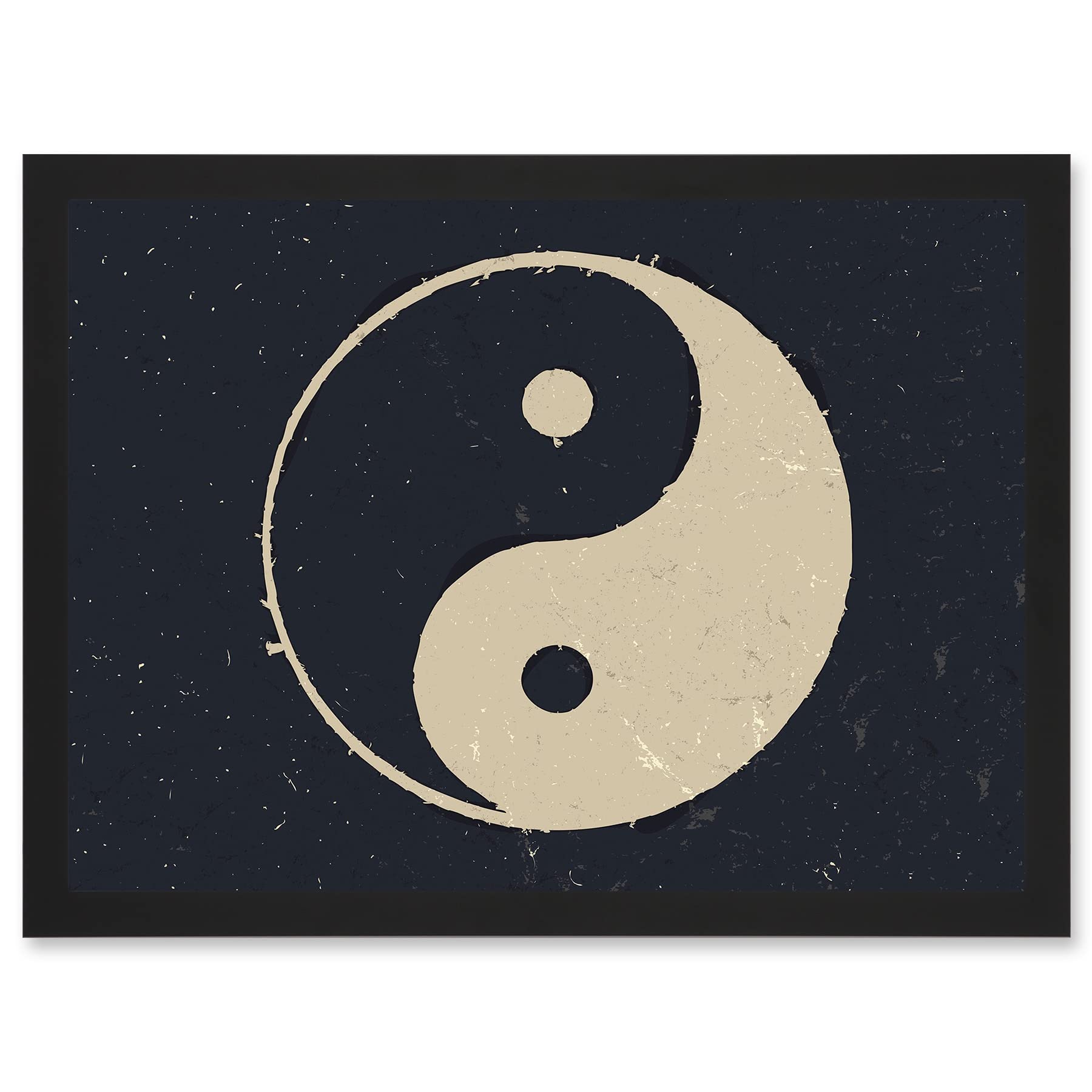 Artery8 Drawing Taoist Philosophy Yin Yang Black White Artwork Framed Wall Art Print A4