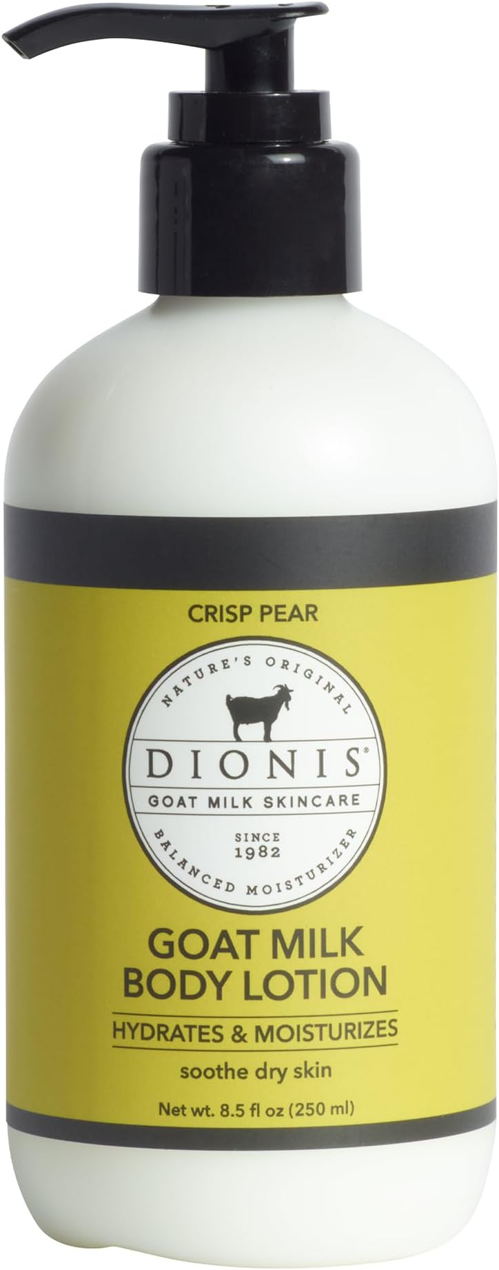 Goat Milk Lotion โ Moisturizing Body Lotion for Dry Skin, Sensitive Skin Safe, Lightweight Non-Greasy Formula, Lotion Pump - Crisp Pear 8.5 oz
