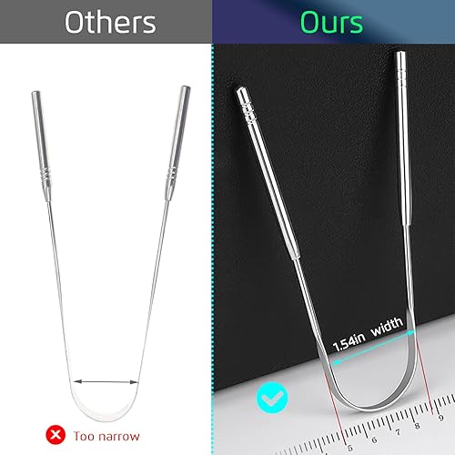 Miniatura 5 de Raspador de lengua mejorado, raspador de lengua de acero inoxidable 304 de alta calidad, limpiador de lengua para adultos, aliento fresco, boca más