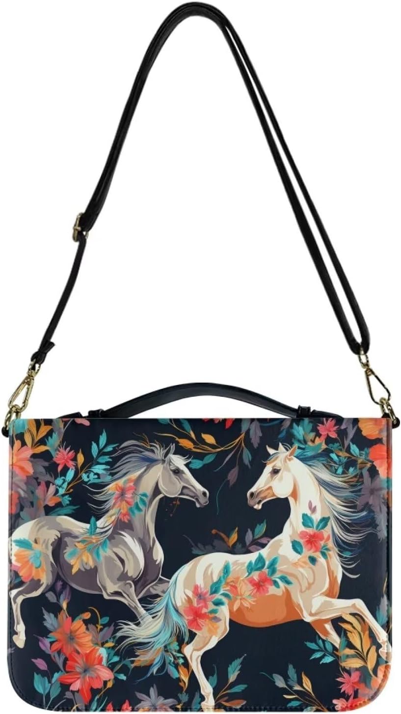 Horse Bible Bags and Totes for Women XL Bible Protective Church Carrying Tote Handbag Soft and Lightweight Christian Study Bible Book Gifts Organizer for Your Bible Study Items