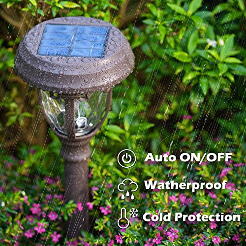 Leidrail Solar Pathway Lights Outdoor Solar Lights For Yard, Solar Powered Waterproof Garden Lights With Glass Stainless Steel 2 Modes Bright Landscape Lighting For Yard Walkway Garden 6 Pack (Brown) #TOP4