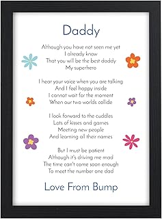 Personalised Christmas Gifts from Bump for Daddy To Be - Bump Gifts for Daddy Birthday Christmas Fathers Day Gifts Presents for Daddy from Bump - A5, A4, A3 Prints and Frames - 18mm Wooden Blocks