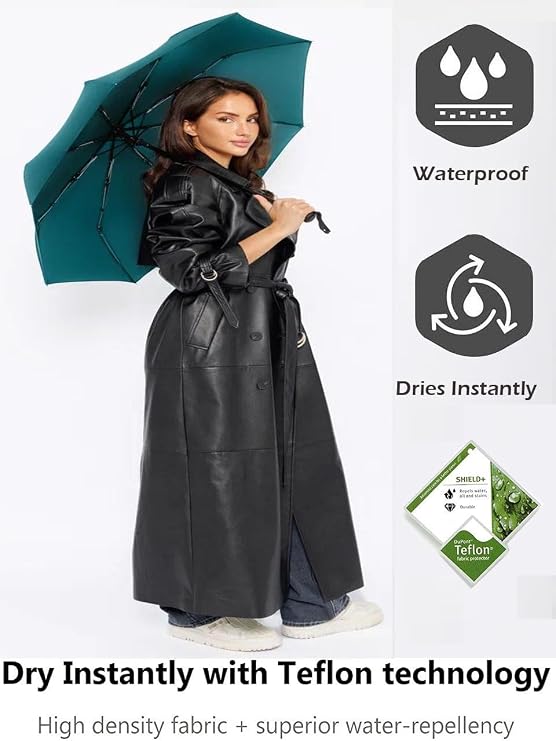 Windproof Umbrella Windproof Travel Umbrella - Compact, Light, Automatic, Strong and Portable - Wind Resistant, Small Folding Backpack Umbrella for Rain - Men and Women