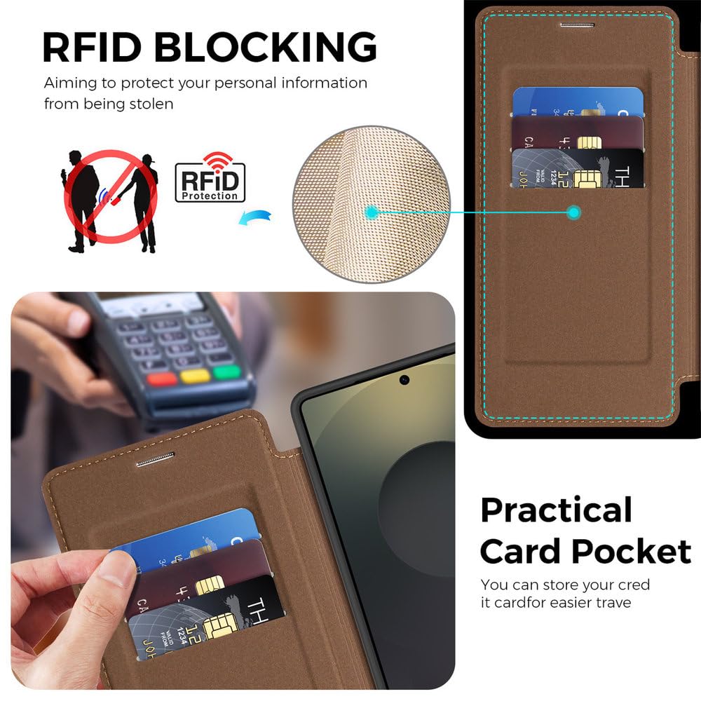 Custodia a libro in pelle con supporto magnetico girevole a 360° per Samsung Galaxy S26 S25 S24 S23 S22 Ultra, con ricarica wireless, anti-caduta e protezione, blu royal, per Samsung Galaxy S26 Plus