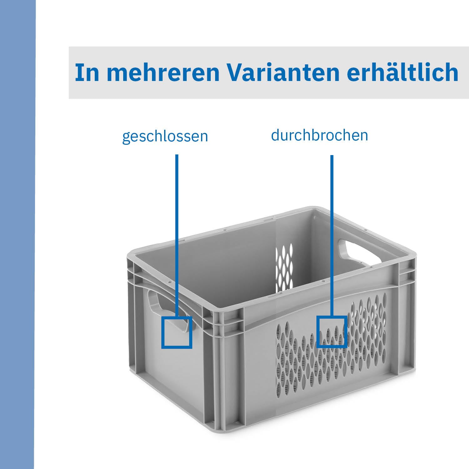 Aufbewahrungsbox mit Deckel | stabile Eurobox in 32 Ausführungen | Behälter für Garten, Haushalt, Lager oder Werkstatt – mit aufliegendem Deckel (Geschlossen - mit Handgriff, 60x40x33,3 cm)